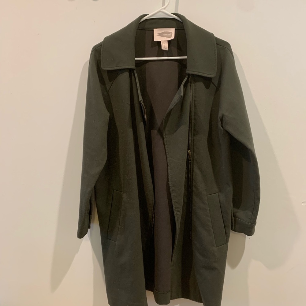 Forever 21 dark green long coat
